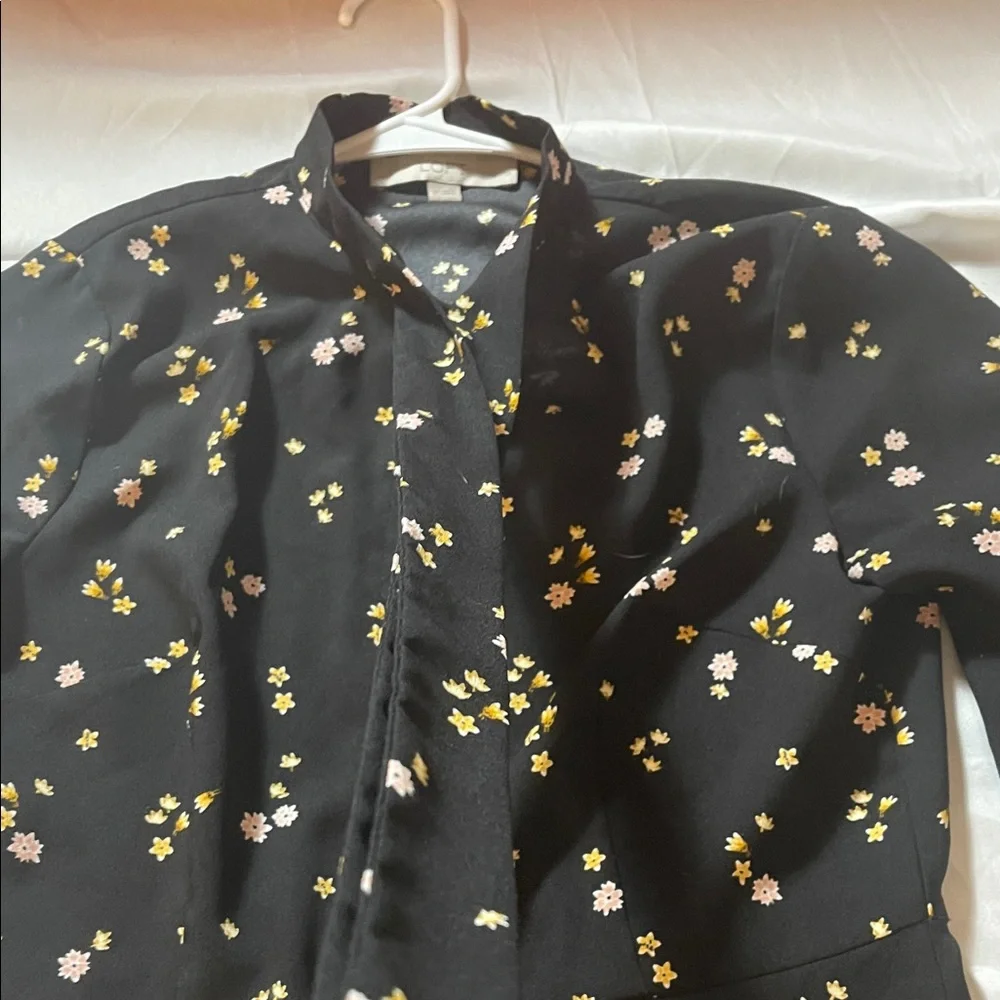 LOFT Black Floral Long Sleeve Dress - Picture 4 of 12